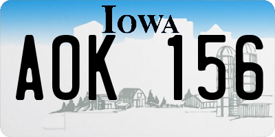 IA license plate AOK156