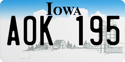 IA license plate AOK195