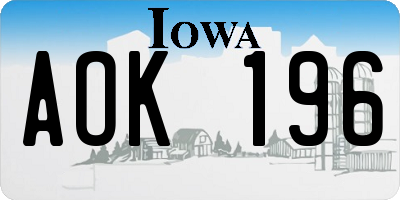 IA license plate AOK196