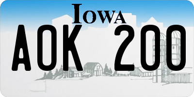 IA license plate AOK200