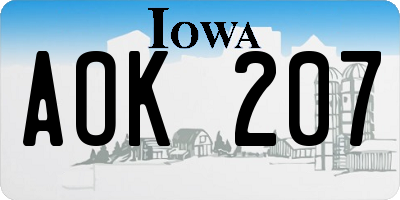 IA license plate AOK207