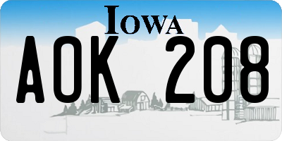 IA license plate AOK208