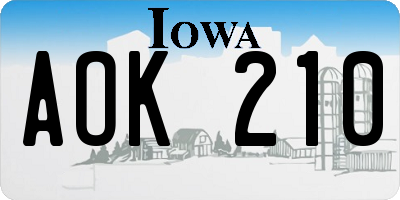 IA license plate AOK210