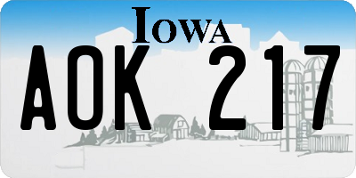 IA license plate AOK217