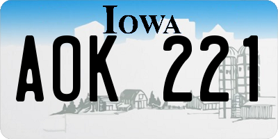 IA license plate AOK221
