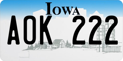 IA license plate AOK222