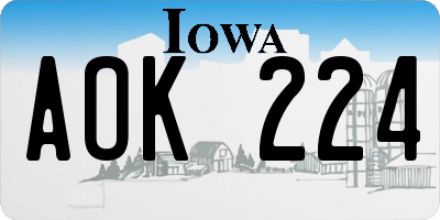 IA license plate AOK224