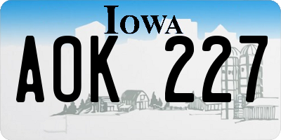 IA license plate AOK227