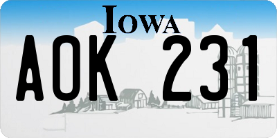 IA license plate AOK231