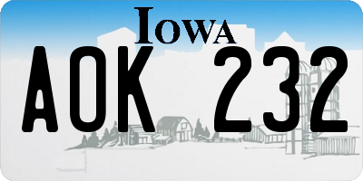 IA license plate AOK232