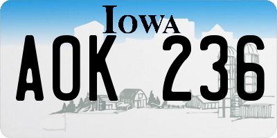 IA license plate AOK236