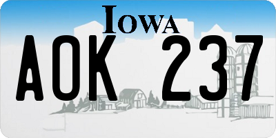 IA license plate AOK237