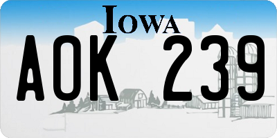 IA license plate AOK239