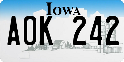 IA license plate AOK242