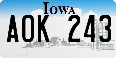IA license plate AOK243