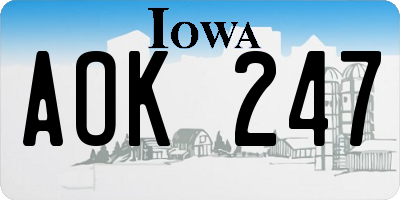 IA license plate AOK247