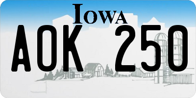 IA license plate AOK250