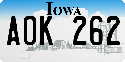 IA license plate AOK262