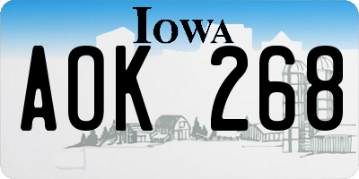 IA license plate AOK268