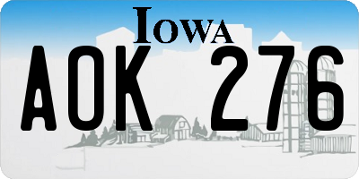 IA license plate AOK276