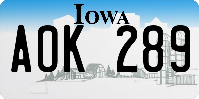 IA license plate AOK289
