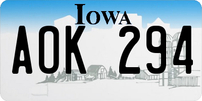 IA license plate AOK294