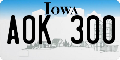 IA license plate AOK300