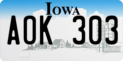 IA license plate AOK303
