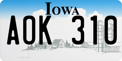 IA license plate AOK310