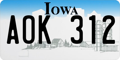 IA license plate AOK312