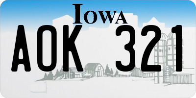 IA license plate AOK321