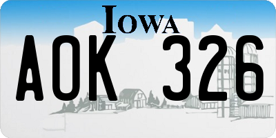 IA license plate AOK326