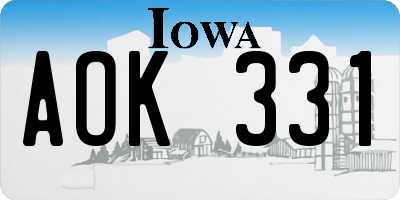 IA license plate AOK331