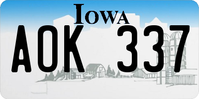 IA license plate AOK337