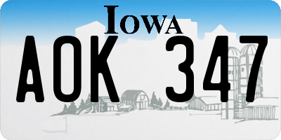 IA license plate AOK347
