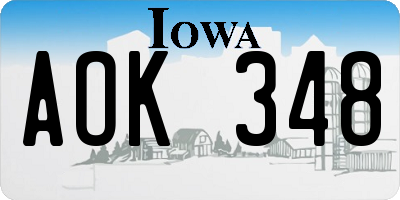 IA license plate AOK348