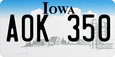 IA license plate AOK350