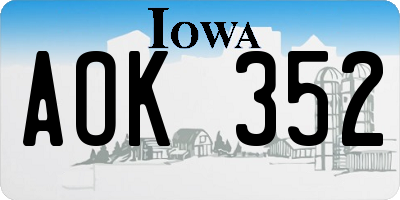 IA license plate AOK352