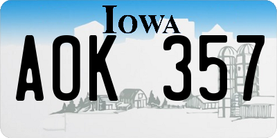 IA license plate AOK357