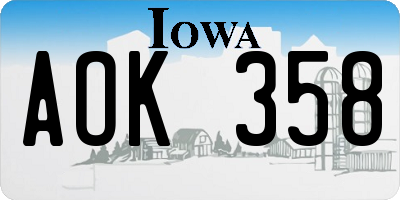 IA license plate AOK358
