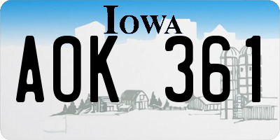 IA license plate AOK361