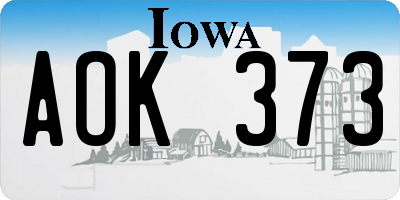 IA license plate AOK373