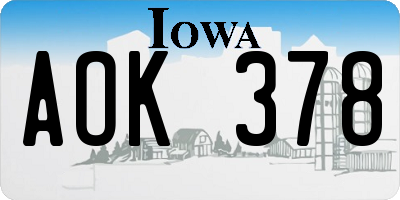 IA license plate AOK378