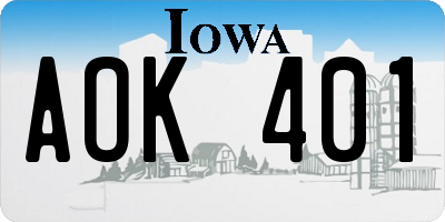 IA license plate AOK401