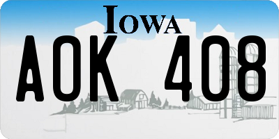 IA license plate AOK408