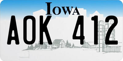 IA license plate AOK412