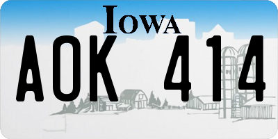 IA license plate AOK414