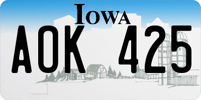 IA license plate AOK425