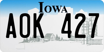 IA license plate AOK427