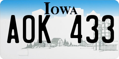 IA license plate AOK433